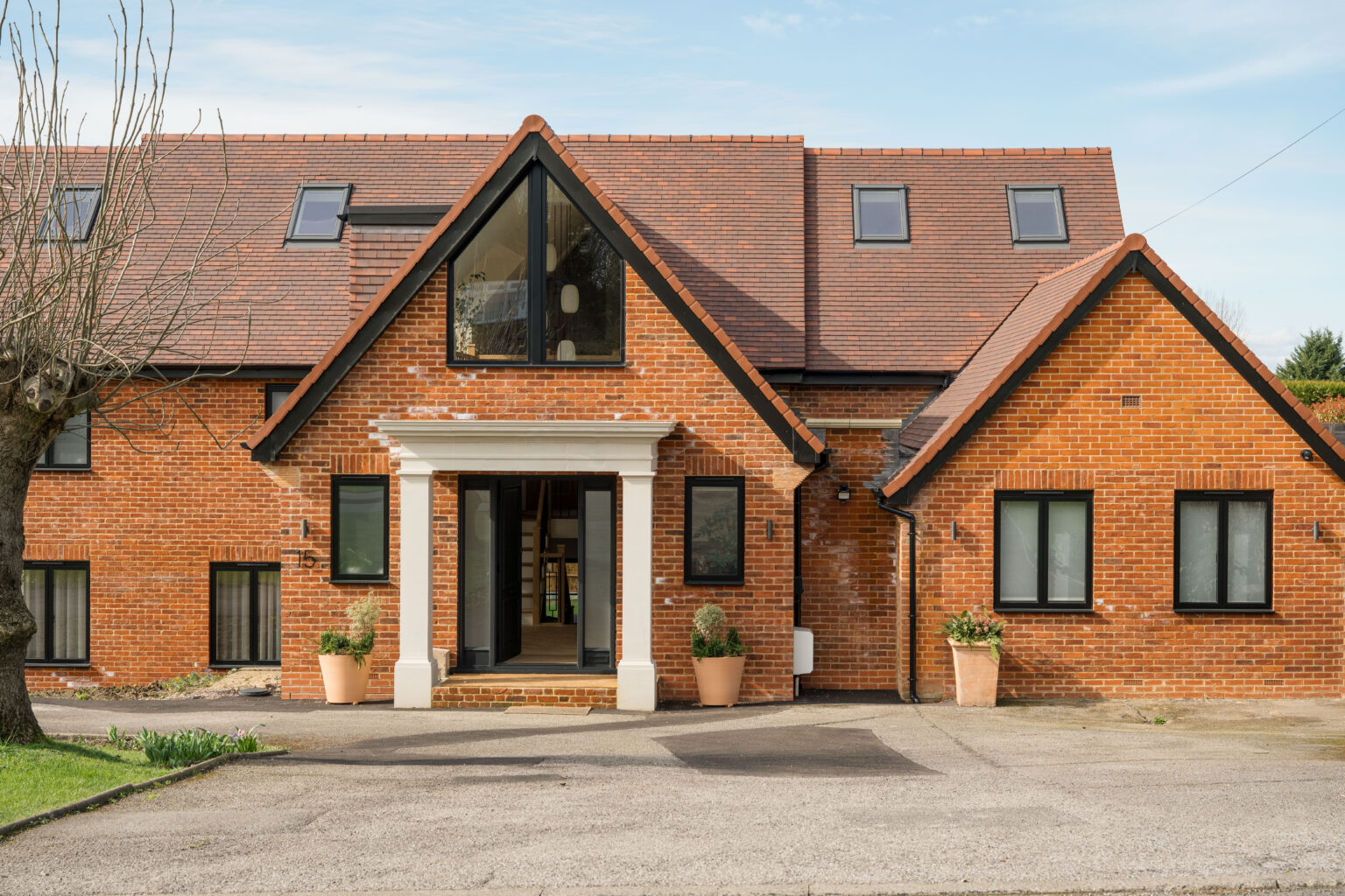 Black Aluminium Windows and a Bespoke Timber Door Installed on a new build property in Potters Bar, Hertfordshire