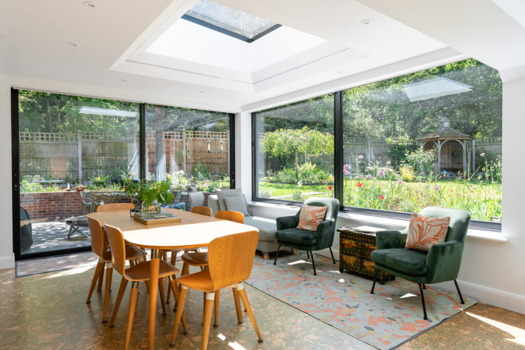 Titan Aluminium S1 roof lantern sky light flooding kitchen with natural light in Brentwood Essex